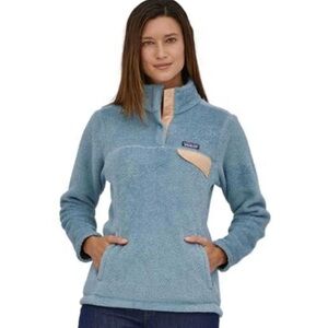 Patagonia Re-Tool Snap-T Pullover Light Blue Fleece with Kangaroo Pocket